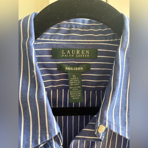 Ralph Lauren Blue and White Striped Men's Dress Shirt - Picture 3 of 3